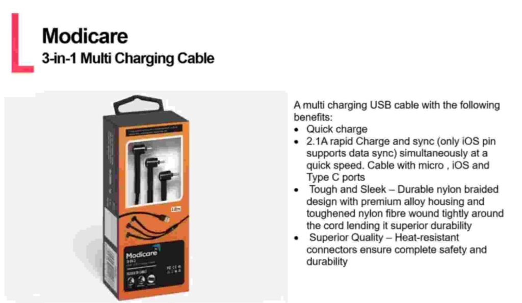 Mdicare 3 in 1 charging cable