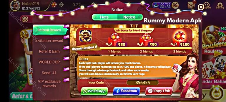 rummy modern refer and earn