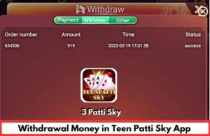 Withdrawal Money in Teen Patti Sky App