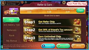 teen patti sky apk game refer and earn